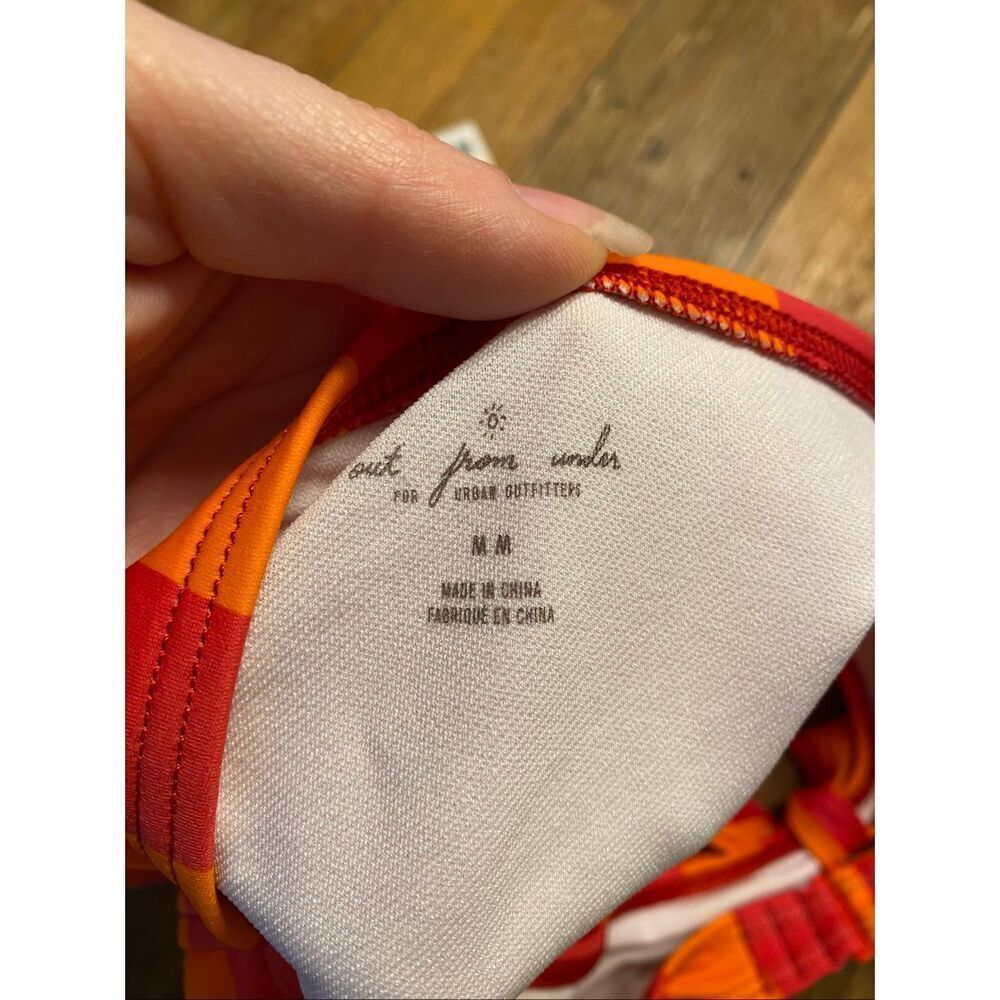 Urban Outfitters M NWT swimsuit one piece orange striped cutout sexy monokini - Picture 10 of 11